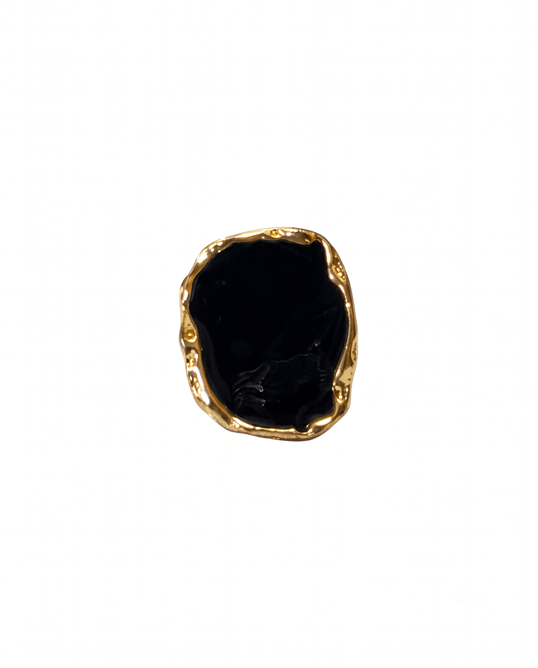Black Enamel Molten Gold Ring